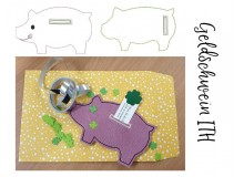 ITH Stickdatei - Glückwunschkarte Schwein Geldschlitz